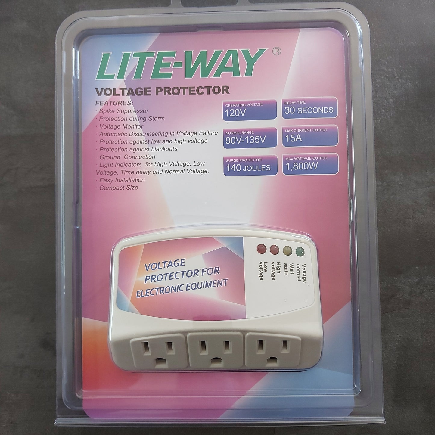 SURGE PROTECTOR DE 3REC PARA ALTO BAJOS 120V LITE-WAY