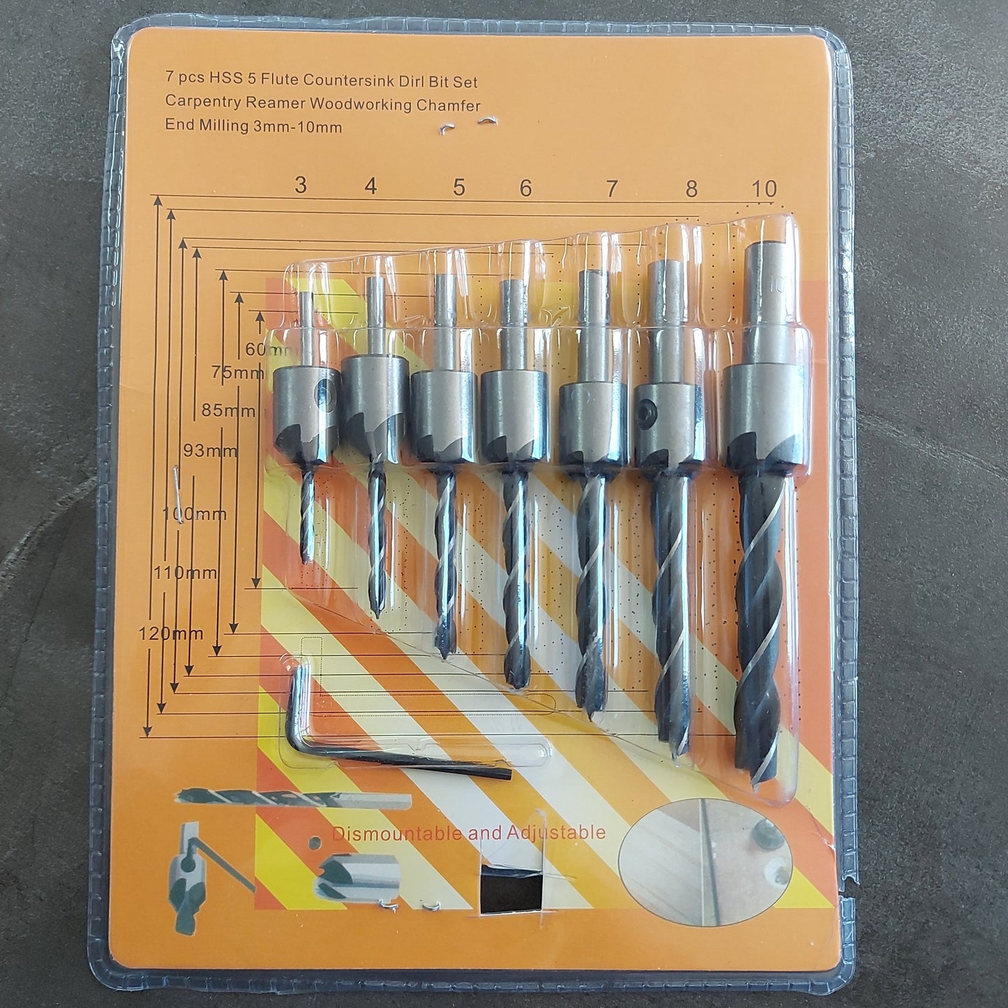 FLUTE COUNTERSINK DRILL SET 7PC