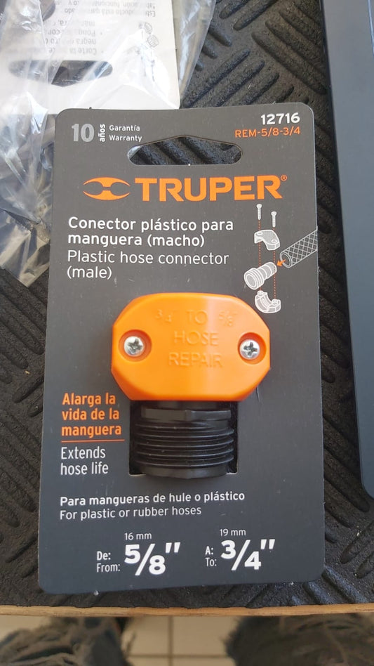 CONECTOR PLASTICO PARA MANGUERA (MACHO) 5/8 A 3/4