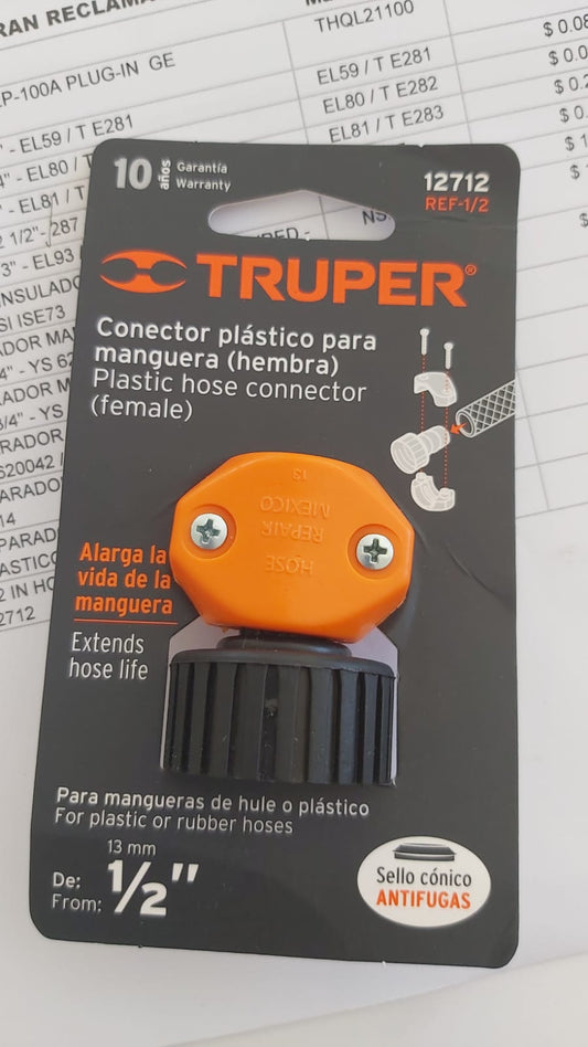 CONECTOR PLASTICO PARA MANGUERA (HEMBRA) 1/2