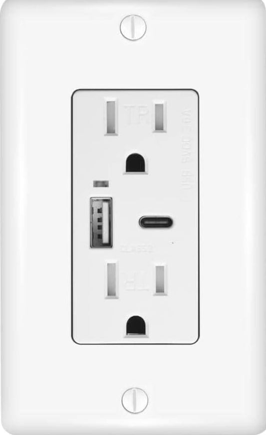 RECEPTACULO USB CHARGER 20AMP TAM/ RES BLANCO