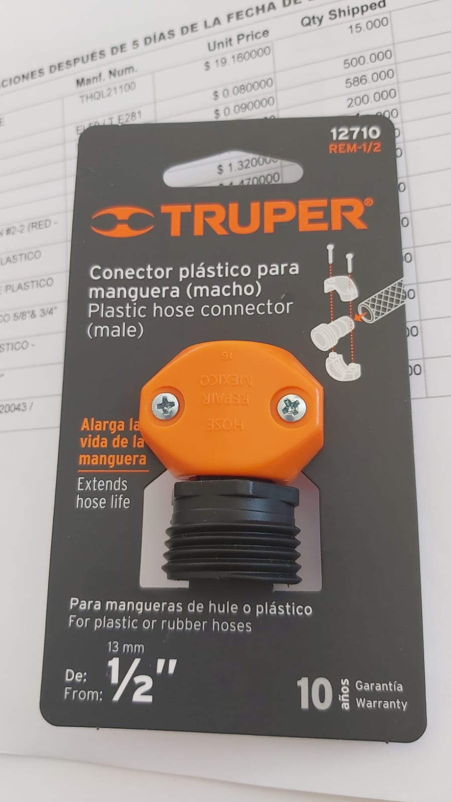 CONECTOR PLASTICO PARA MANGUERA (MACHO) 1/2