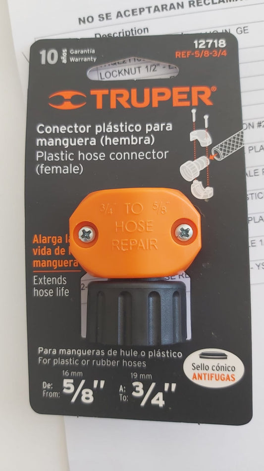 CONECTOR PLASTICO PARA MANGUERA (HEMBRA) 5/8 A 3/4