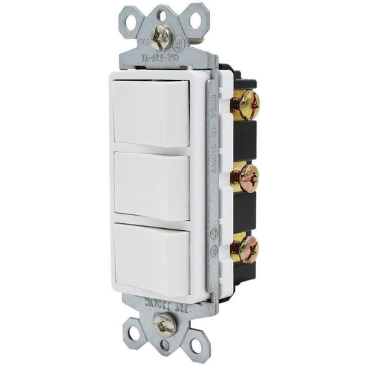 SWITCH TRIPLE DECORA 15AMP BLANCO